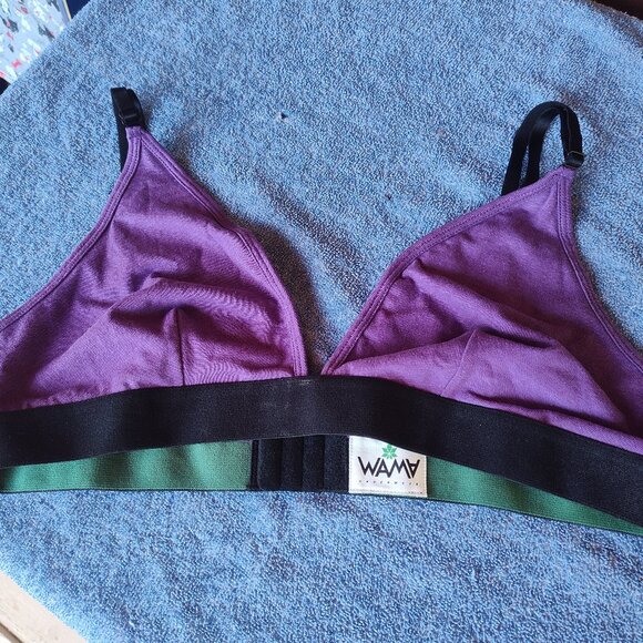 WAMA Hemp Triangle Bralette, Purple, XL, NWOT - Picture 2 of 5